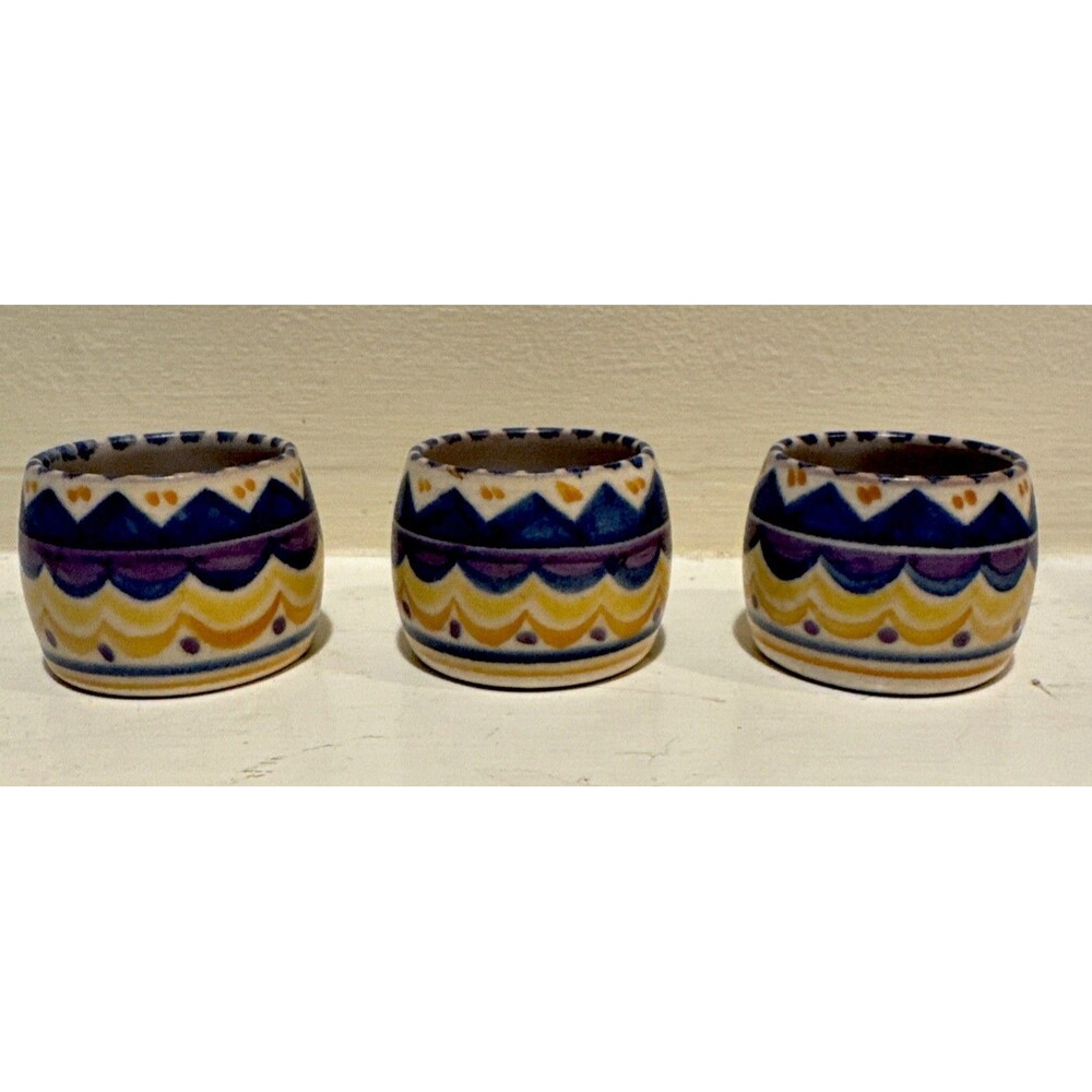 Vintage Poole Pottery Egg Cups Set of 3 Art Deco Hand Painted 211 England 18